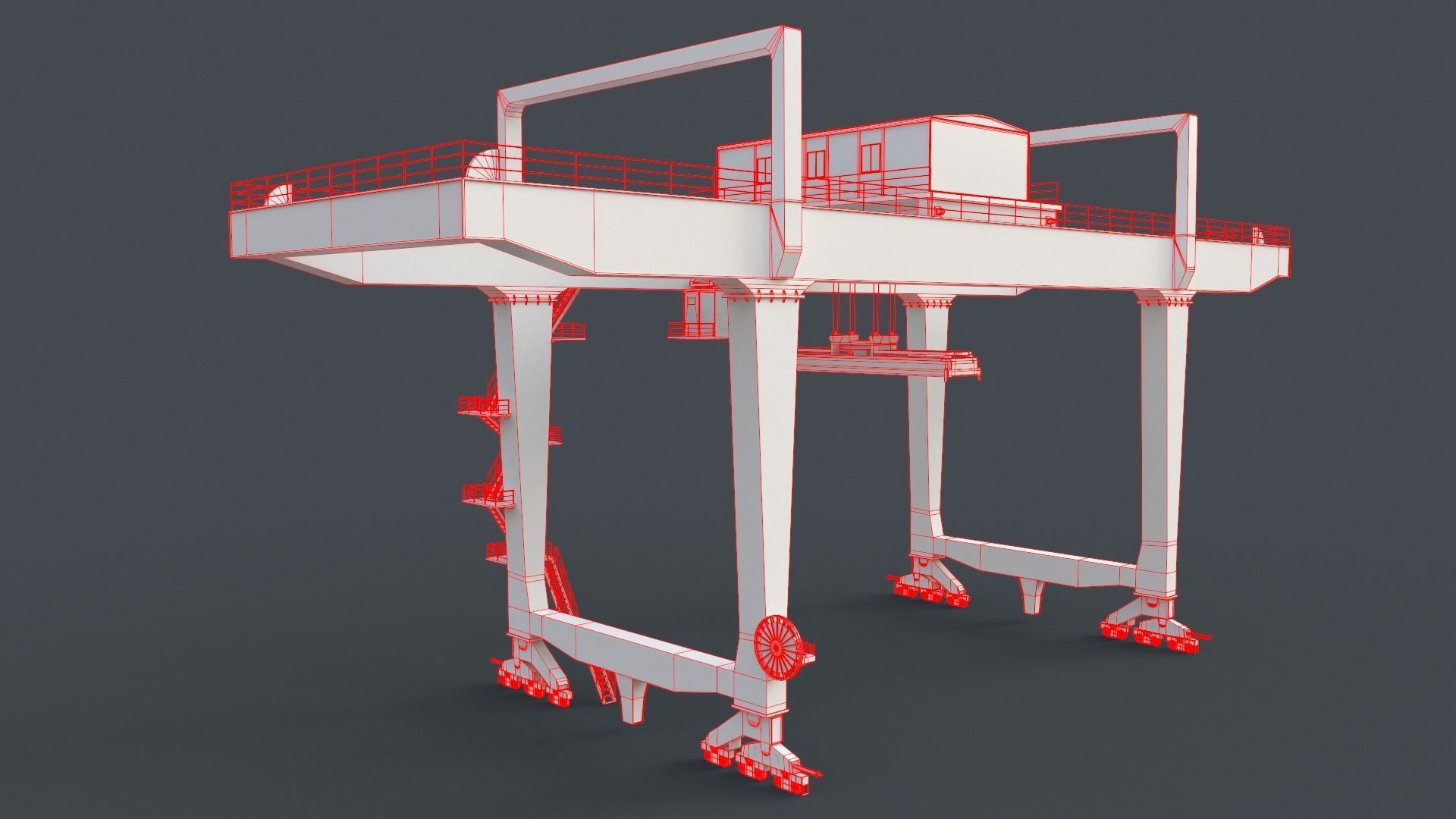 PBR Rail Mounted Gantry Crane RMG V1 - Blue Low-poly 3D model_29