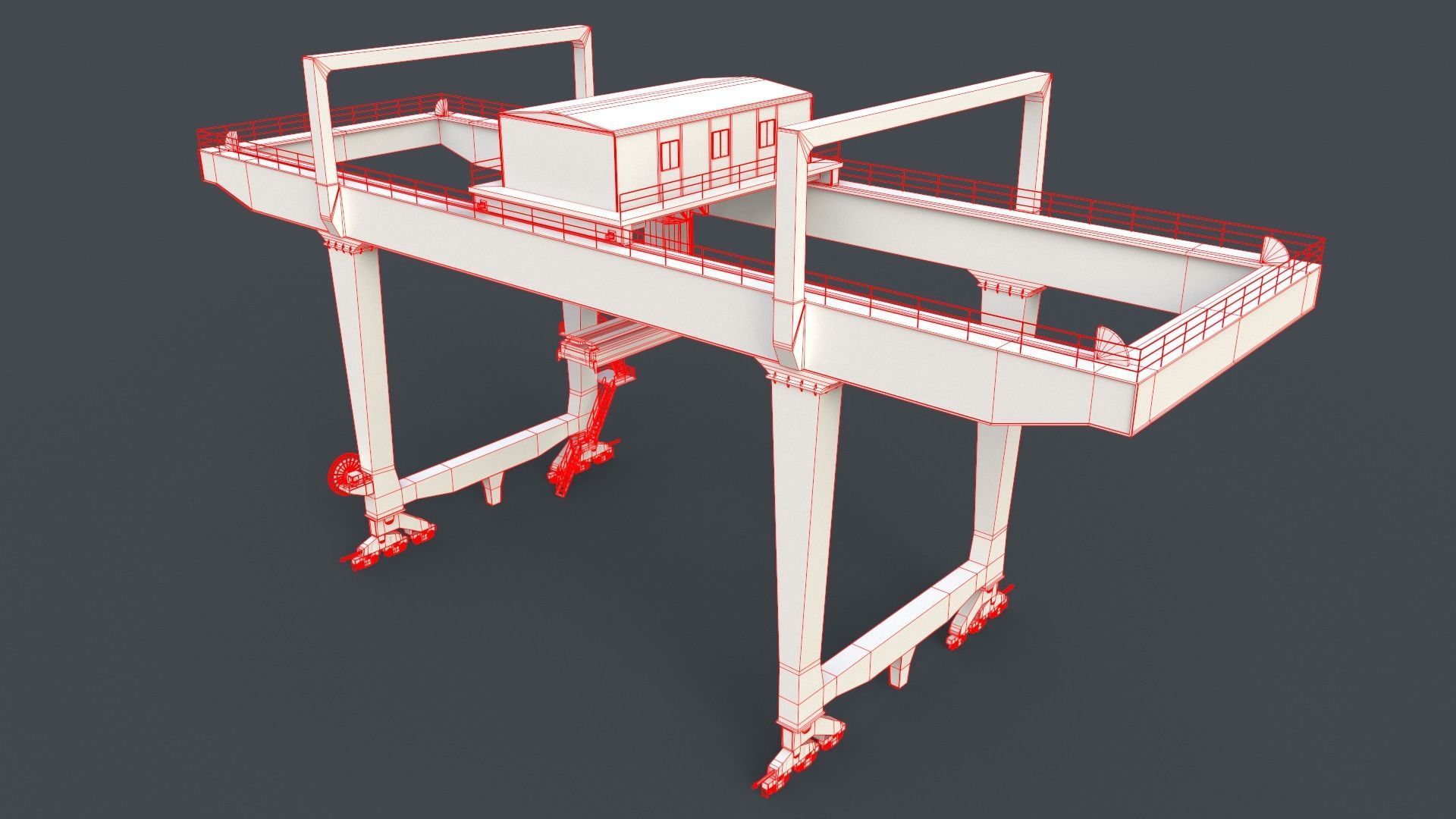 PBR Rail Mounted Gantry Crane RMG V1 - Blue Low-poly 3D model_31