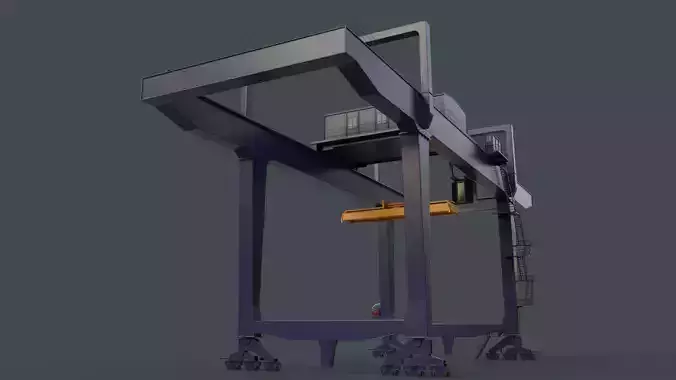 PBR Rail Mounted Gantry Crane RMG V1 - Blue Dark Low-poly 3D model