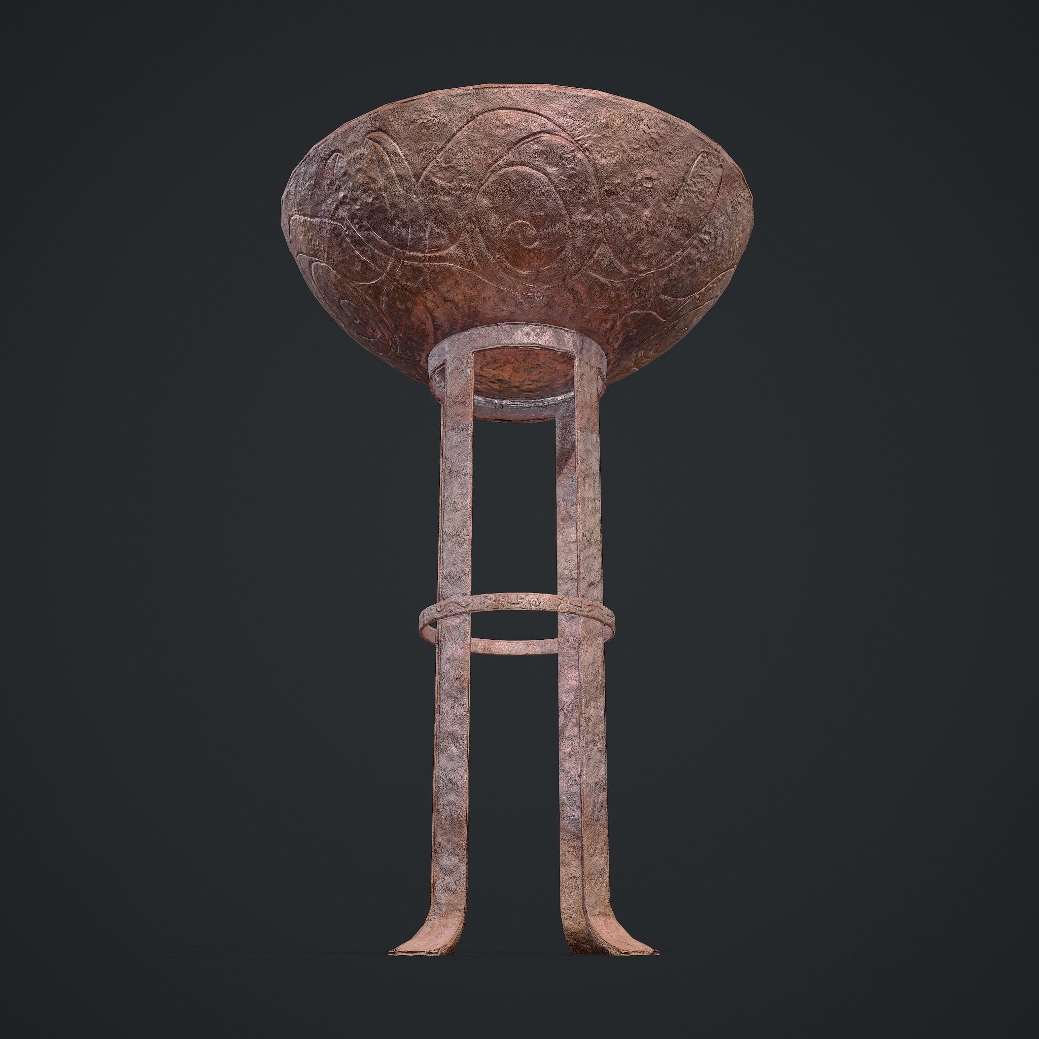 Medieval Style Fire Stand Low-poly 3D model_13