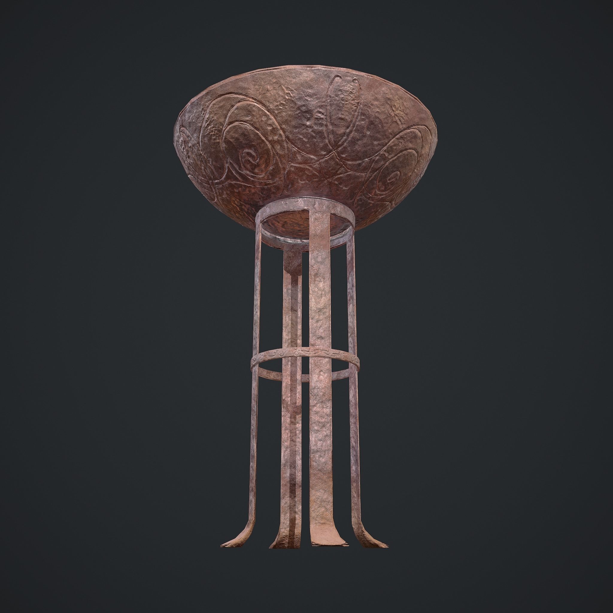 Medieval Style Fire Stand Low-poly 3D model_14