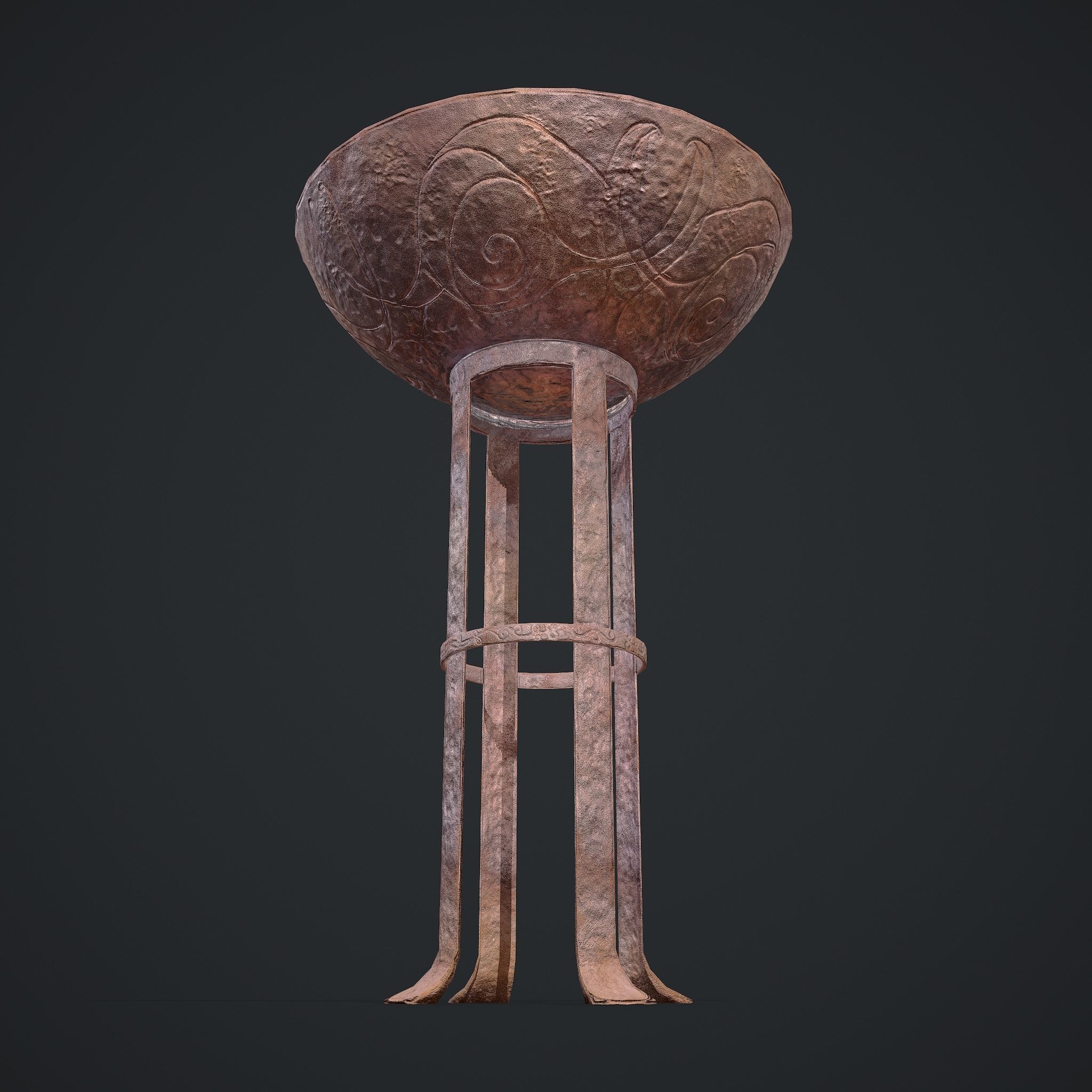 Medieval Style Fire Stand Low-poly 3D model_15