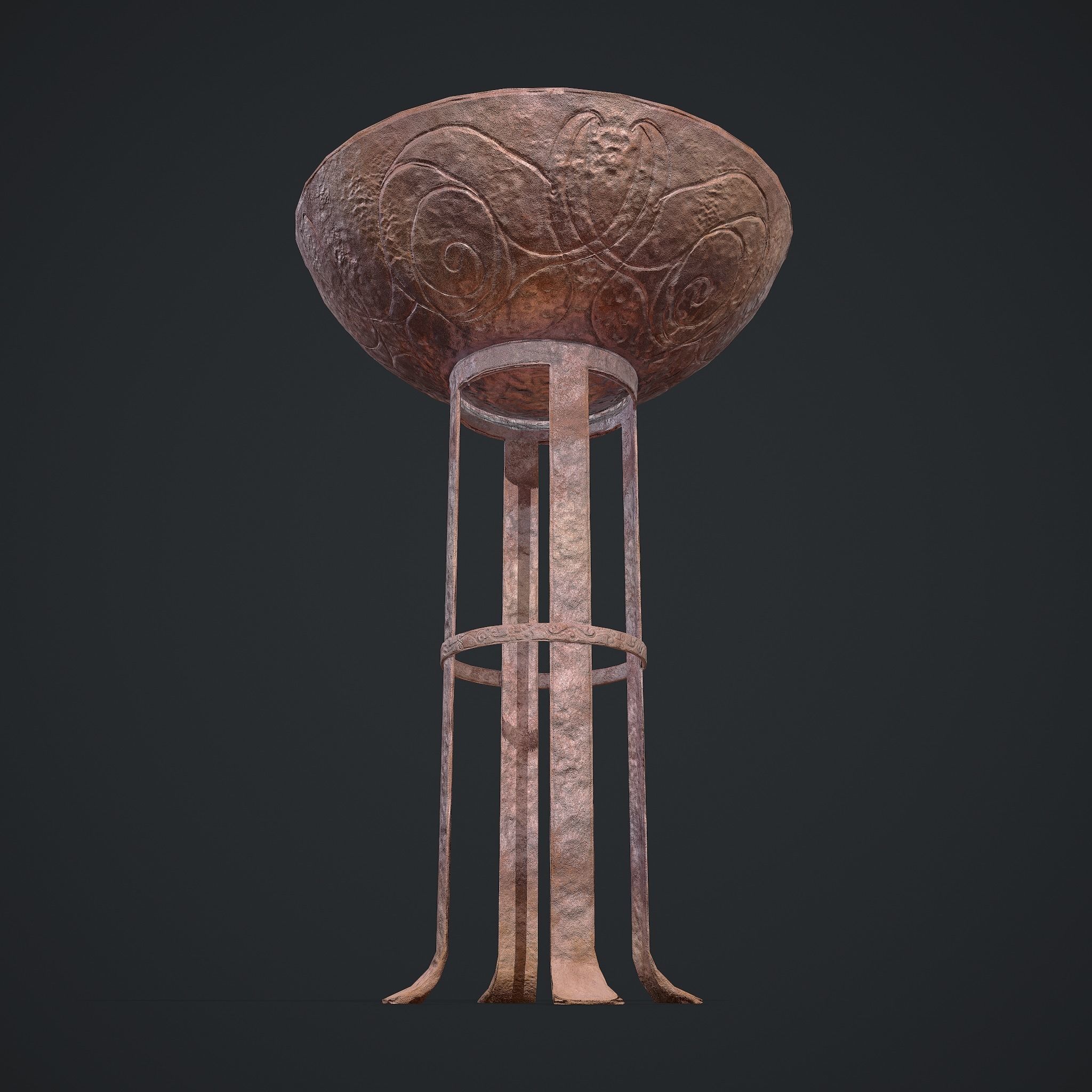 Medieval Style Fire Stand Low-poly 3D model_16