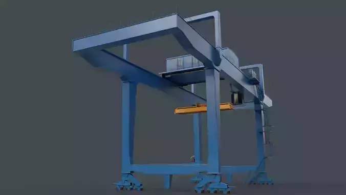 PBR Rail Mounted Gantry Crane RMG V1 - Blue Light Low-poly 3D model