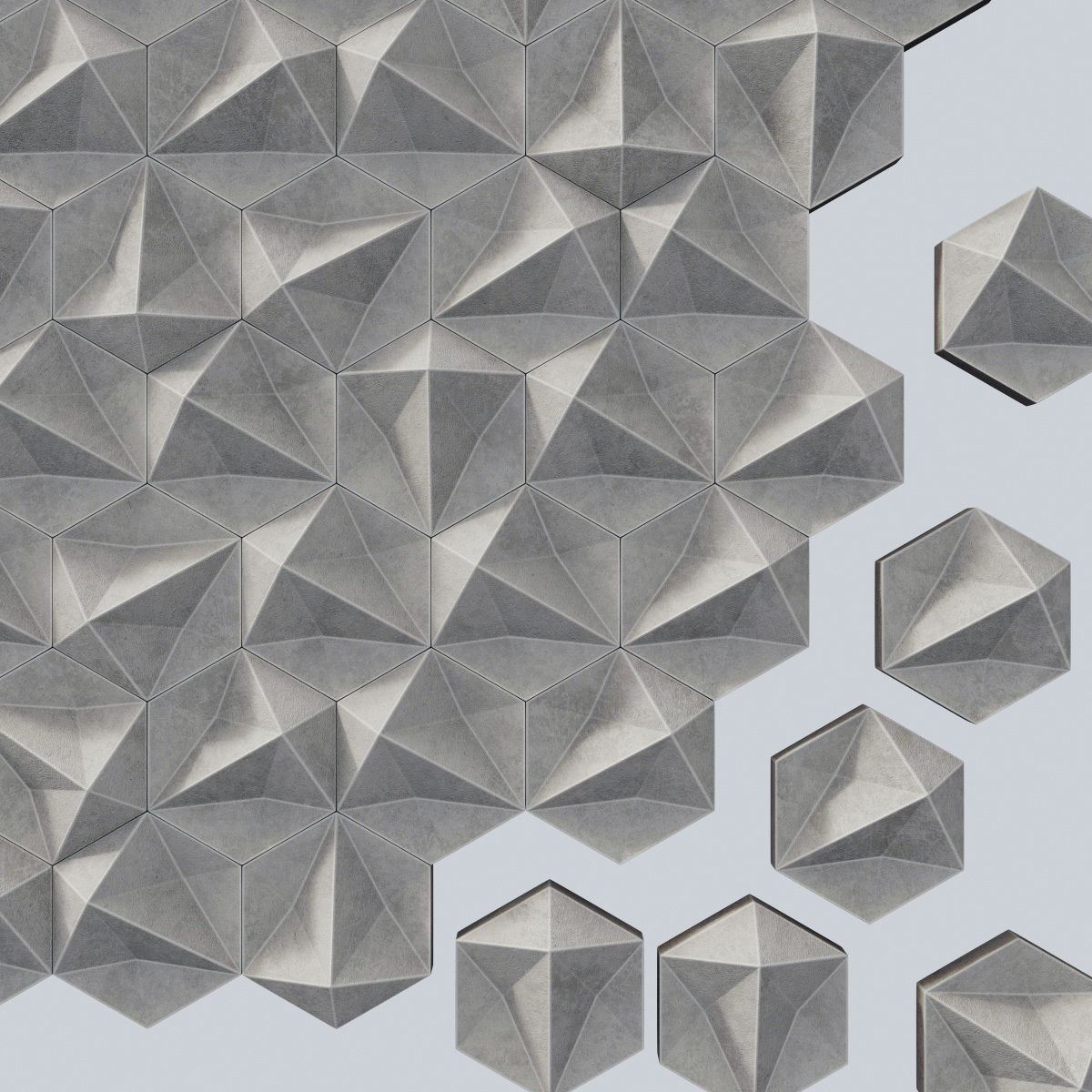 Panel concrete Hexagon n1 3D model_3