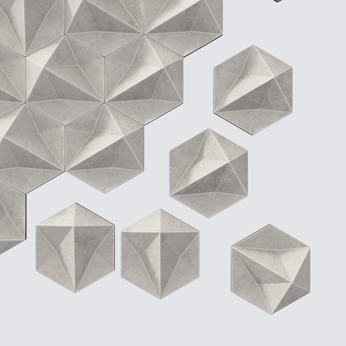 Panel concrete Hexagon n1 3D model_9