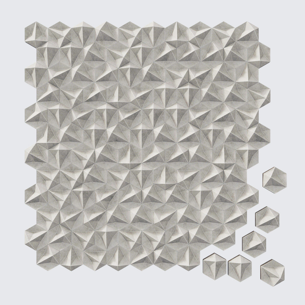 Panel concrete Hexagon n1 3D model_16