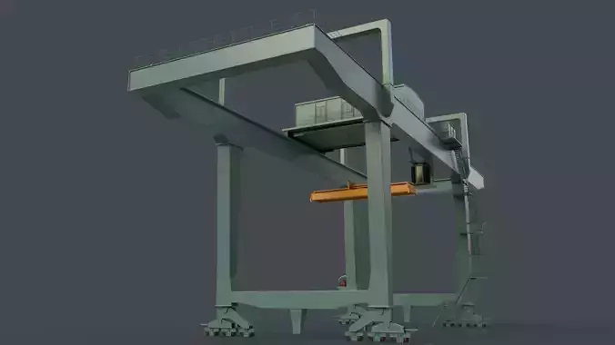 PBR Rail Mounted Gantry Crane RMG V1 - Green Light Low-poly 3D model