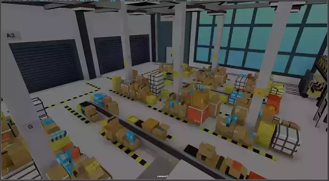 Lowpoly warehouse office building