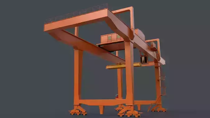 PBR Rail Mounted Gantry Crane RMG V1 - Orange Low-poly 3D model