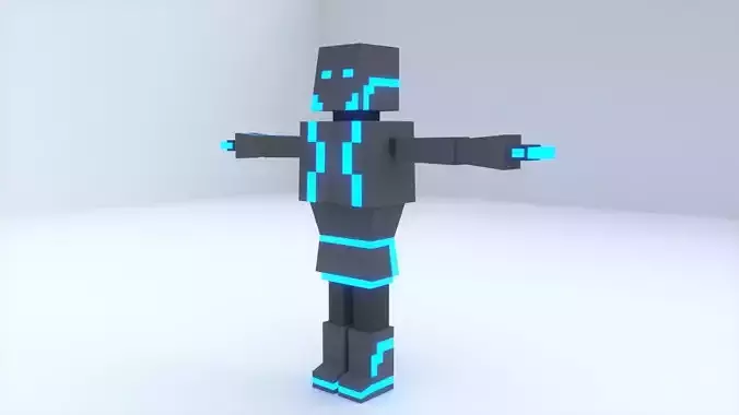 Blue Robot Rig 3D model