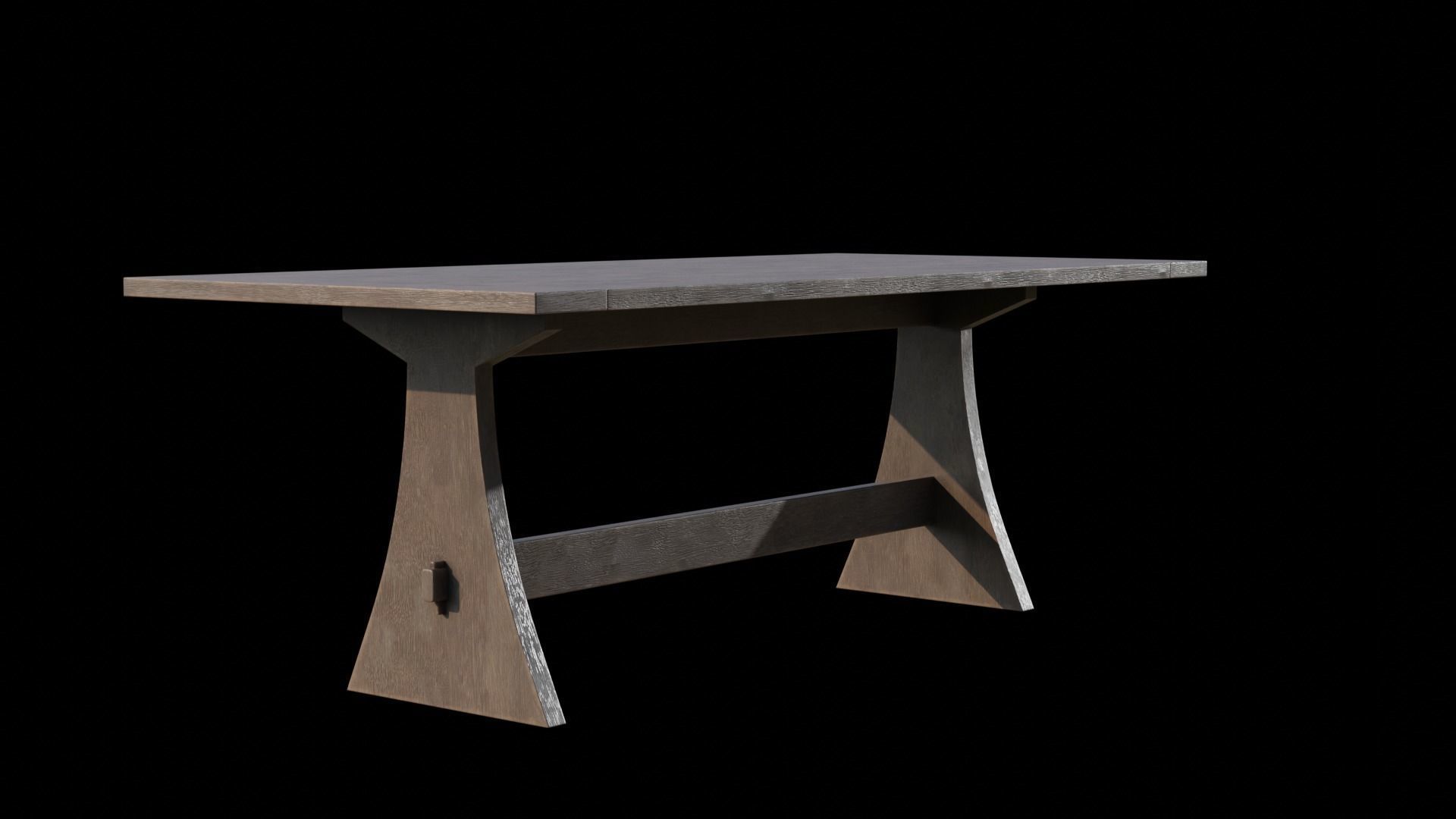 Brinley Fixed Dining Table Acacia wood Low-poly 3D model_3
