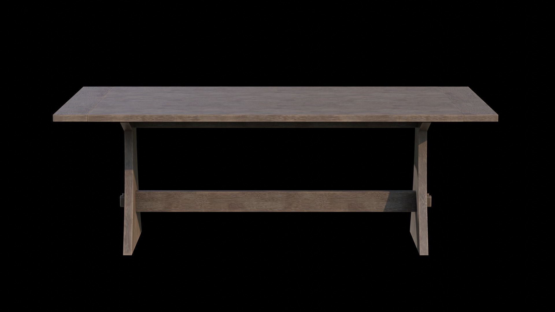 Brinley Fixed Dining Table Acacia wood Low-poly 3D model_1
