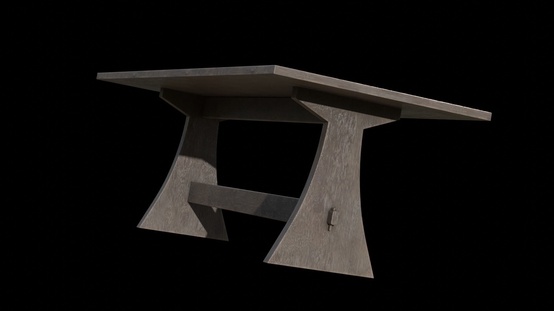 Brinley Fixed Dining Table Acacia wood Low-poly 3D model_4