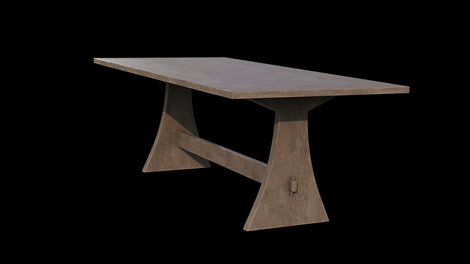 Brinley Fixed Dining Table Acacia wood Low-poly 3D model_2