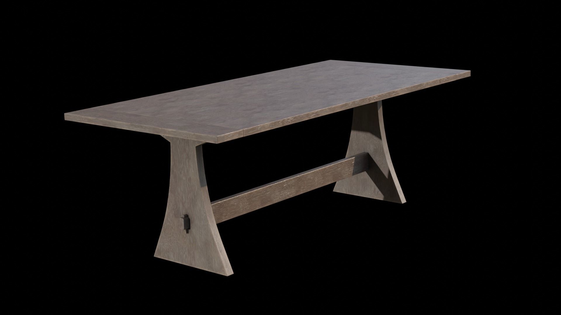Brinley Fixed Dining Table Acacia wood Low-poly 3D model_5