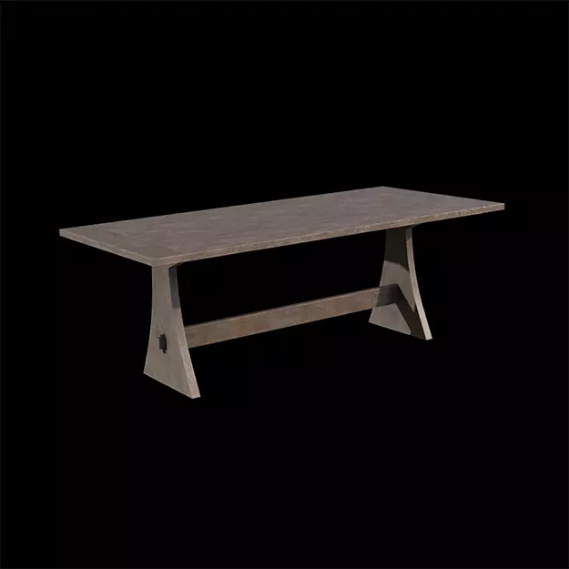 Brinley Fixed Dining Table Acacia wood Low-poly 3D model_0