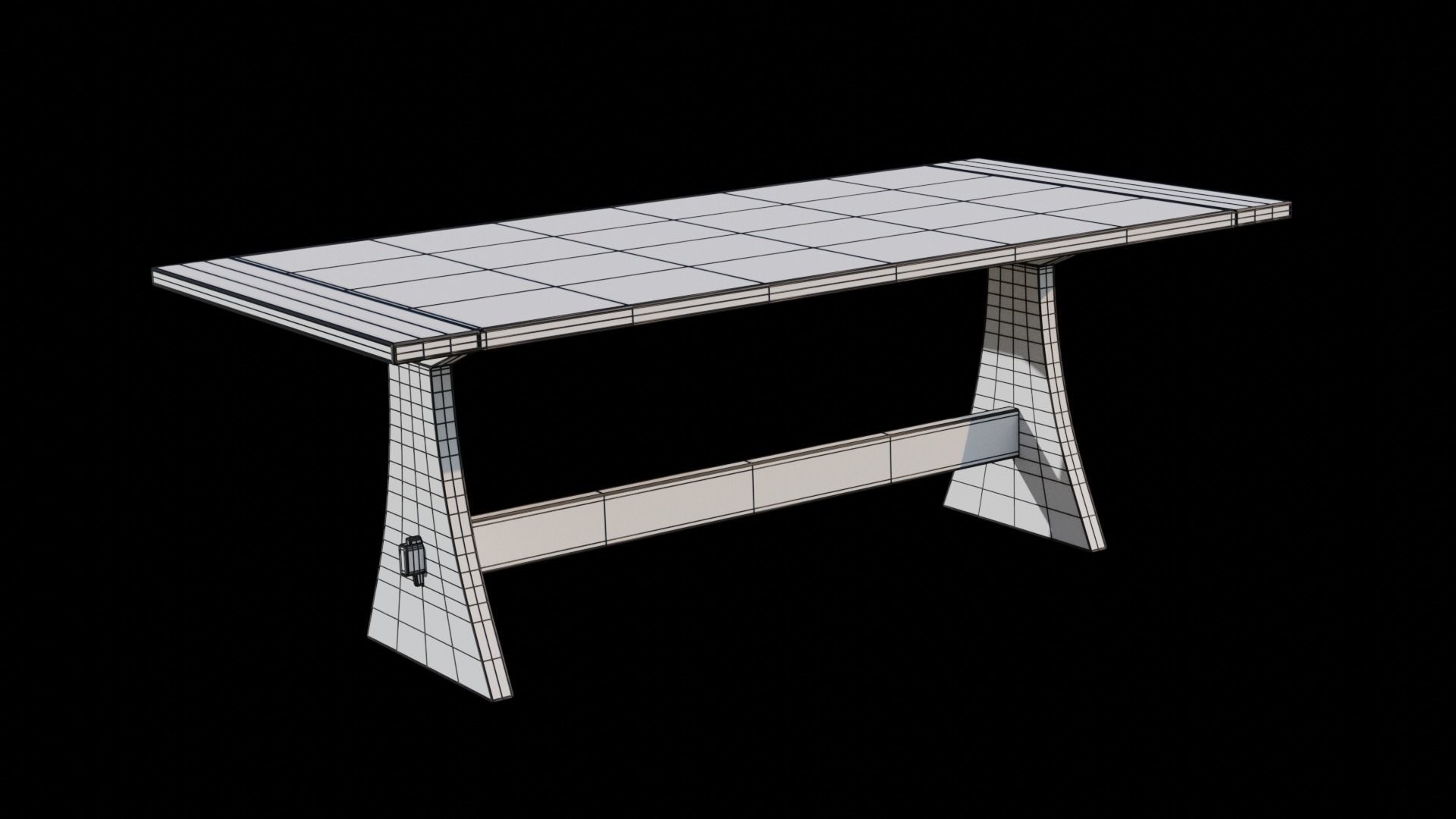 Brinley Fixed Dining Table Acacia wood Low-poly 3D model_7