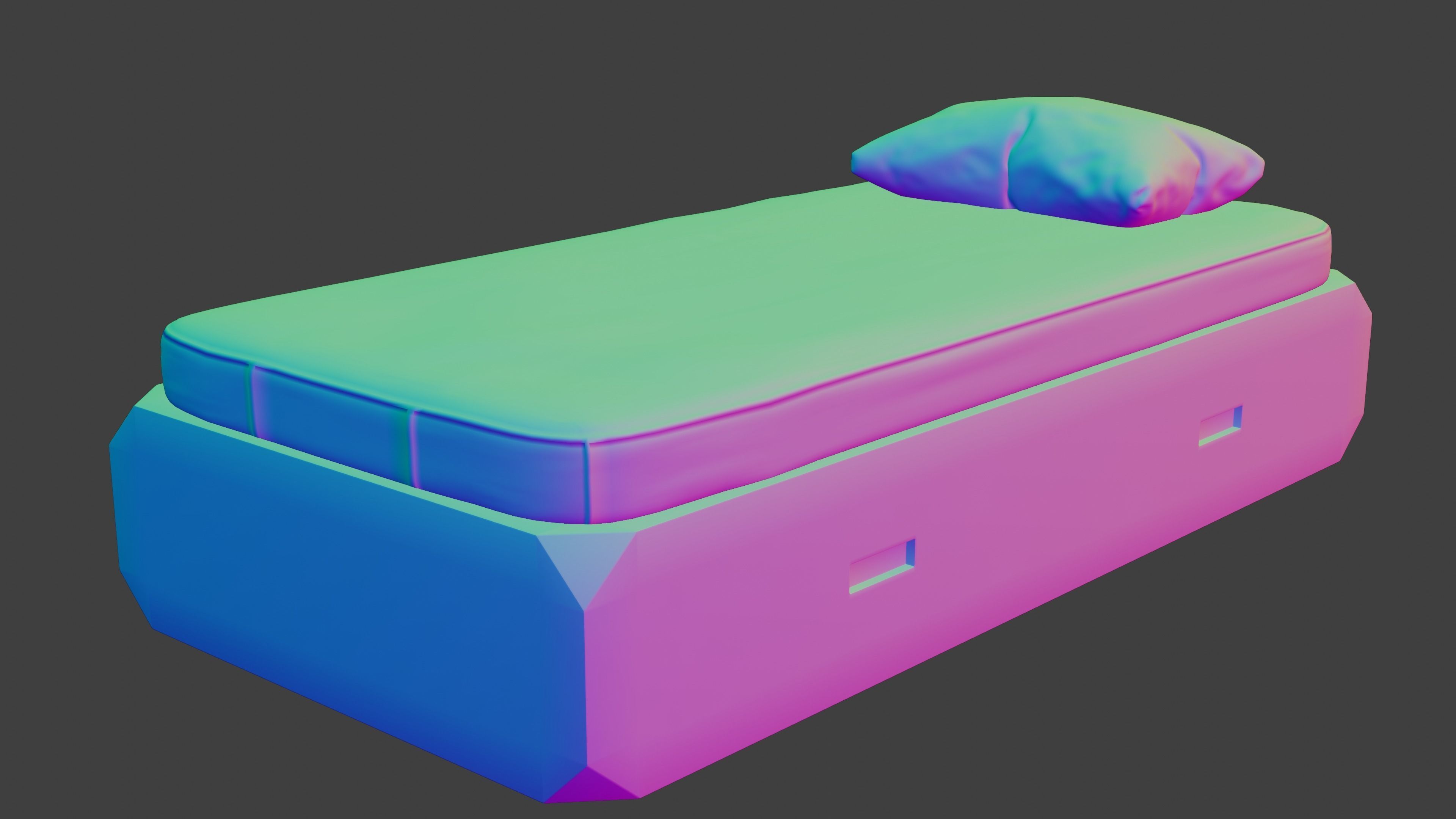 Single Bed Low-poly 3D model_4