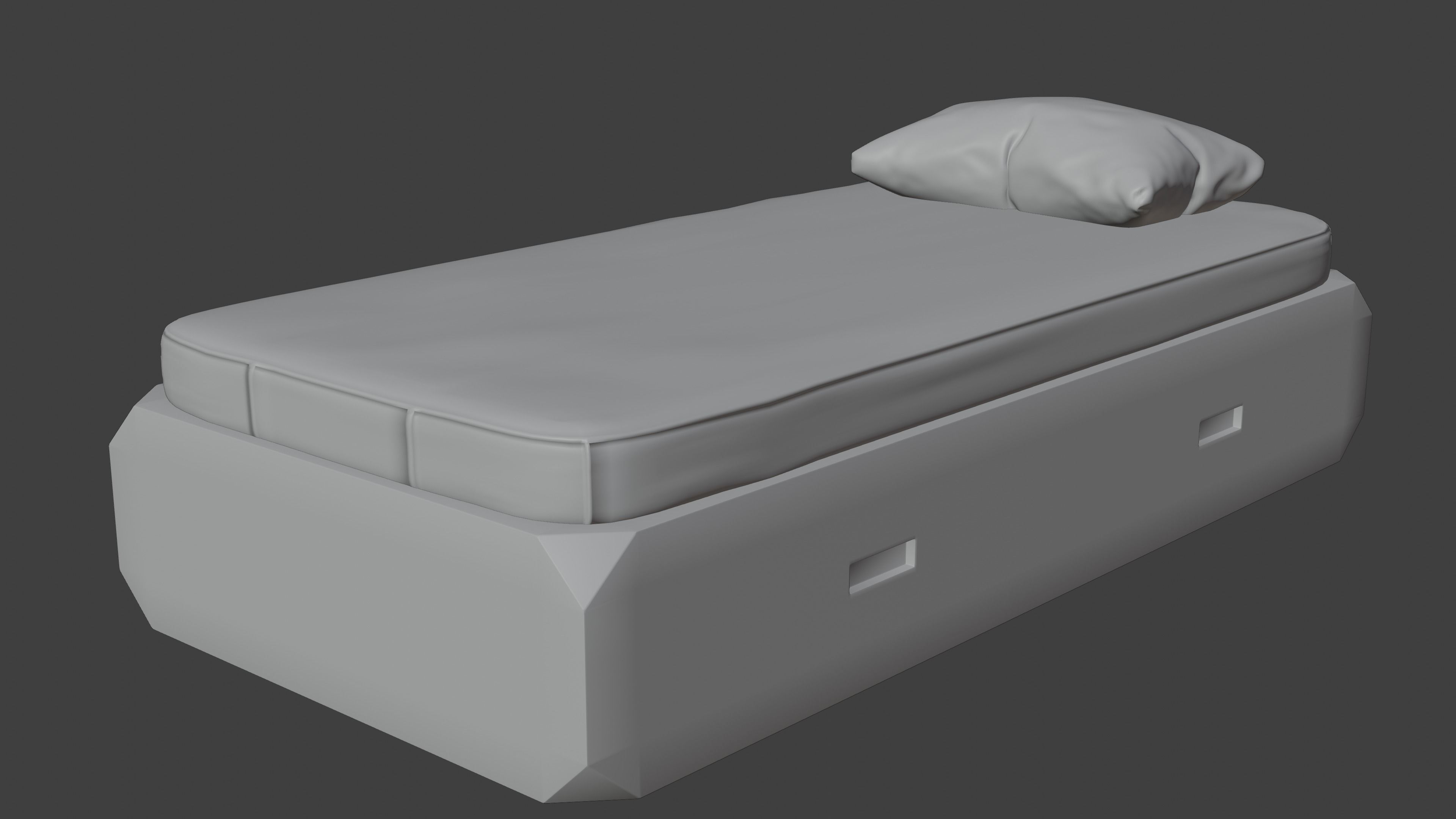 Single Bed Low-poly 3D model_5
