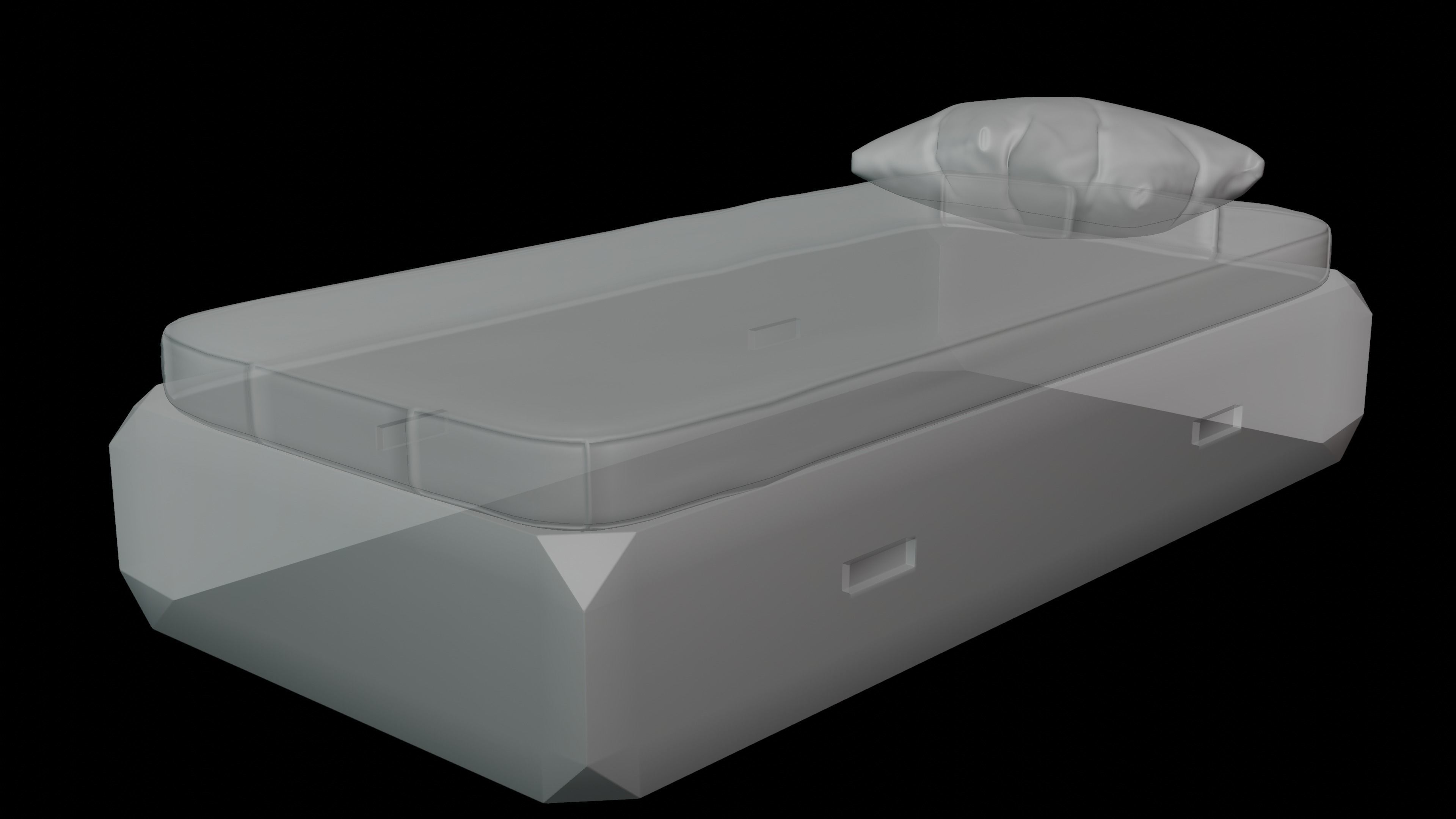 Single Bed Low-poly 3D model_6