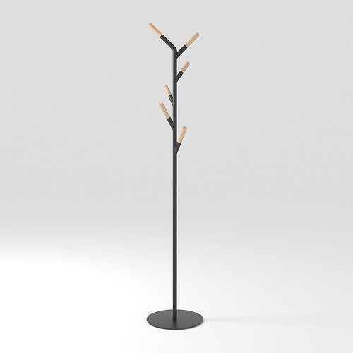 Huldra Coat Stand - Black Metal and Wood Free 3D model