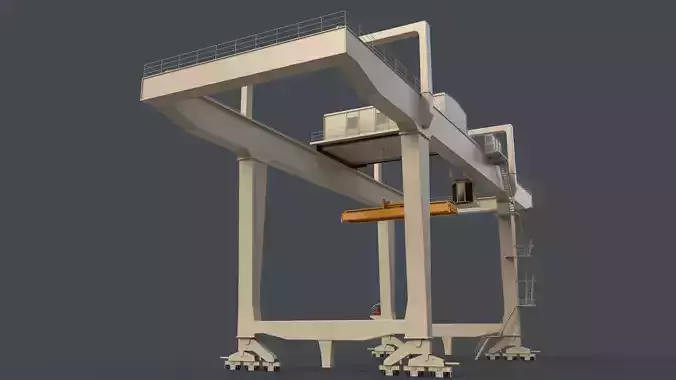PBR Rail Mounted Gantry Crane RMG V1 - White Low-poly 3D model