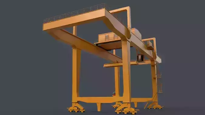 PBR Rail Mounted Gantry Crane RMG V1 - Yellow Dark Low-poly 3D model