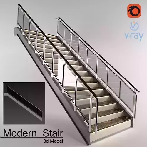 Modern stair 3D model
