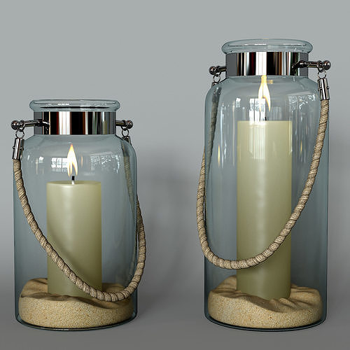 Candle in a jar Low-poly 3D model