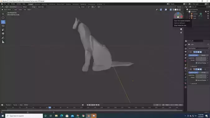 Semi low poly cat model