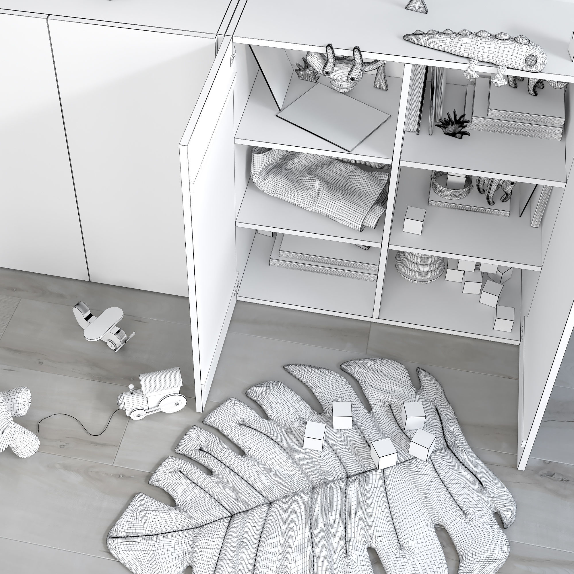 A Large Set Of Decor For A Nursery In Jungle Style 3D model_12