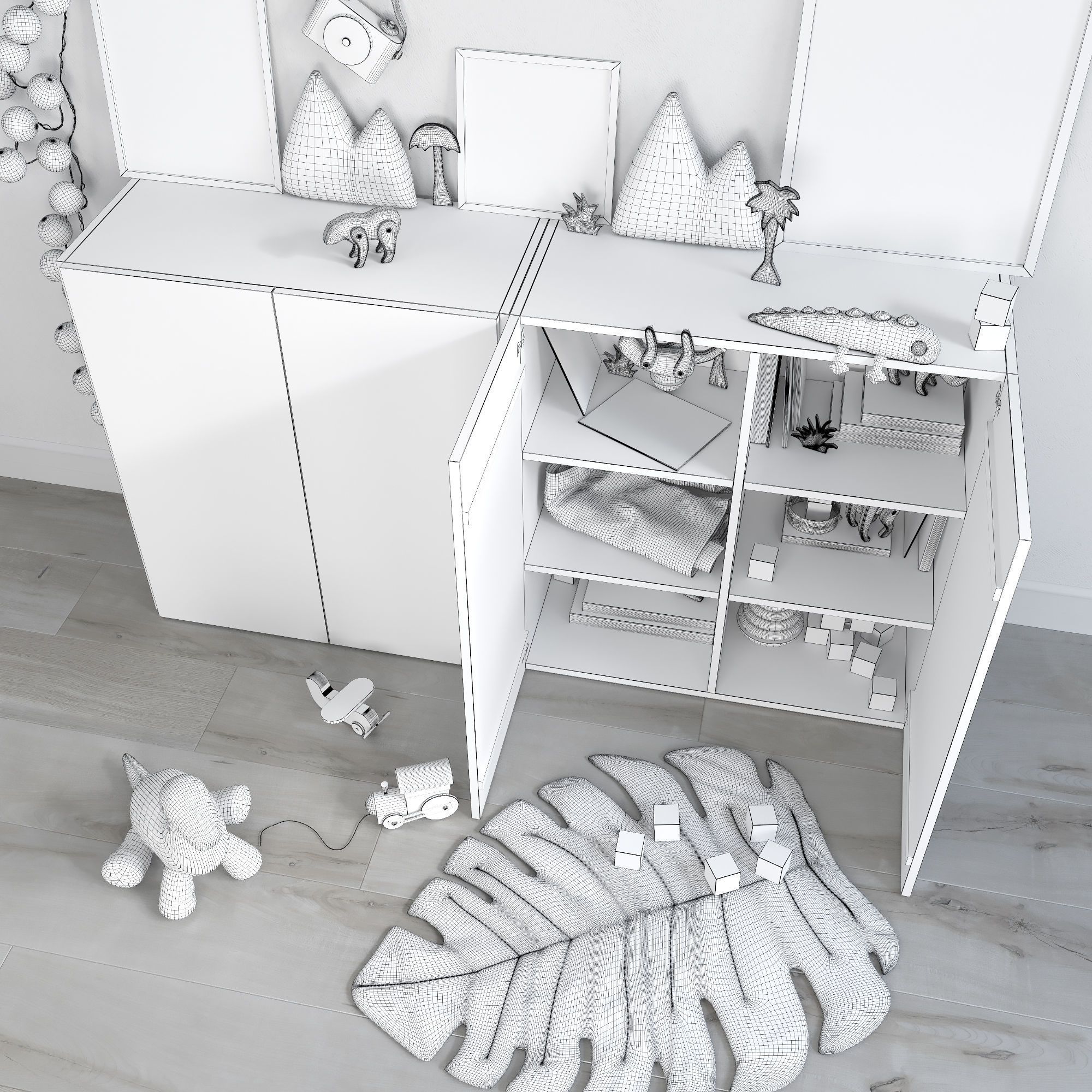 A Large Set Of Decor For A Nursery In Jungle Style 3D model_11