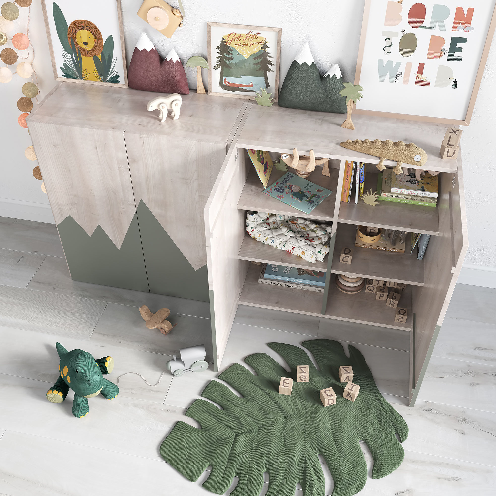 A Large Set Of Decor For A Nursery In Jungle Style 3D model_5