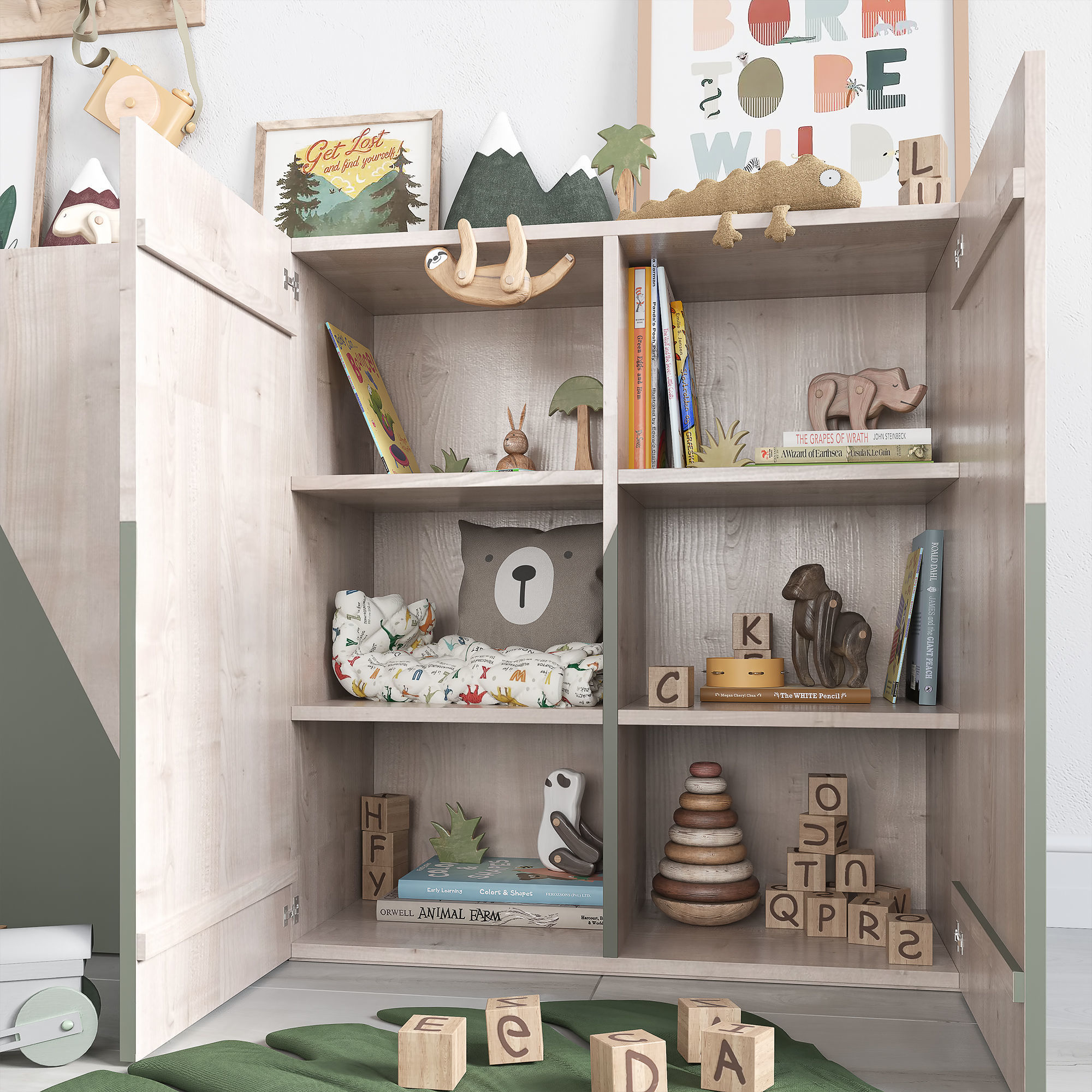 A Large Set Of Decor For A Nursery In Jungle Style 3D model_1