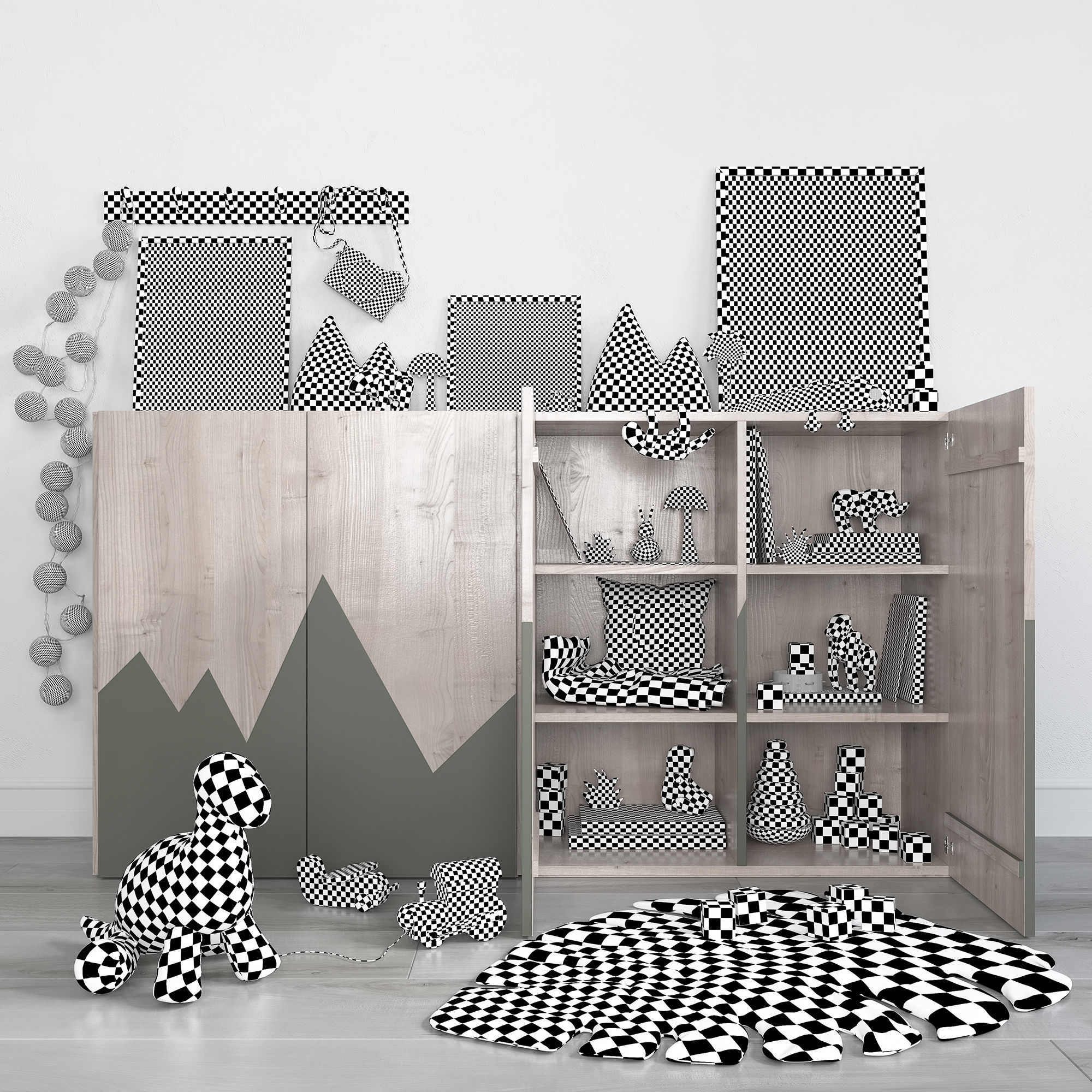 A Large Set Of Decor For A Nursery In Jungle Style 3D model_13