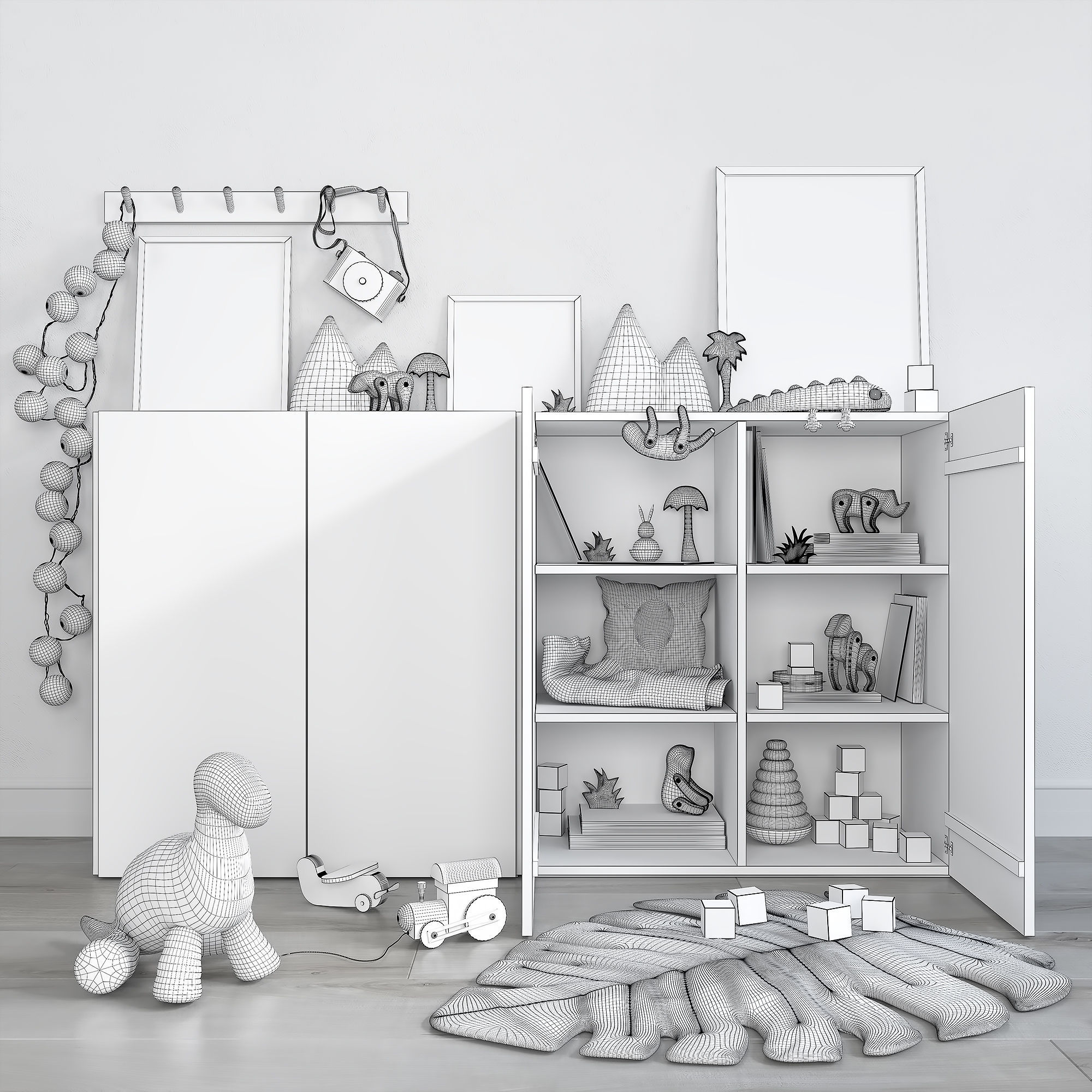 A Large Set Of Decor For A Nursery In Jungle Style 3D model_8