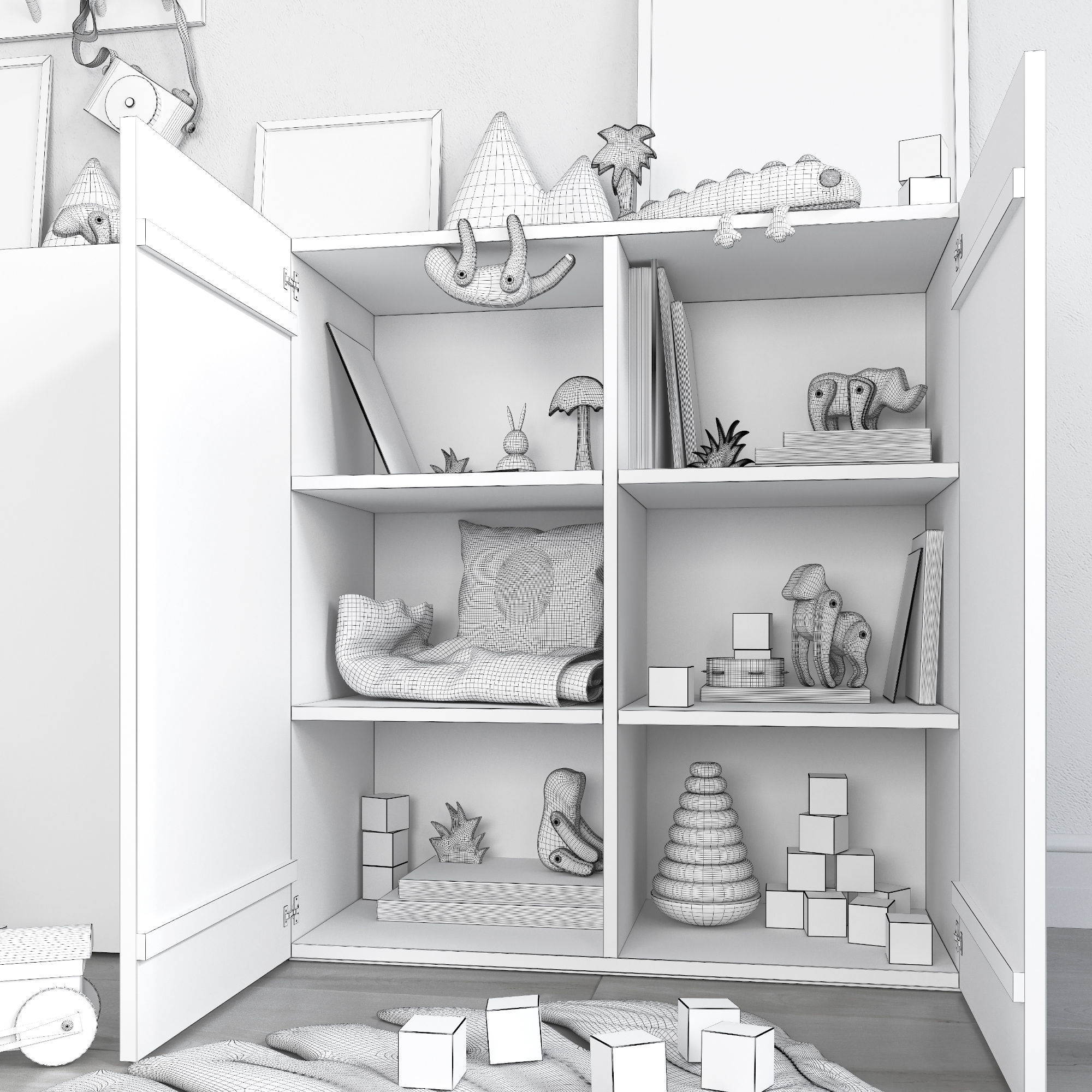 A Large Set Of Decor For A Nursery In Jungle Style 3D model_9