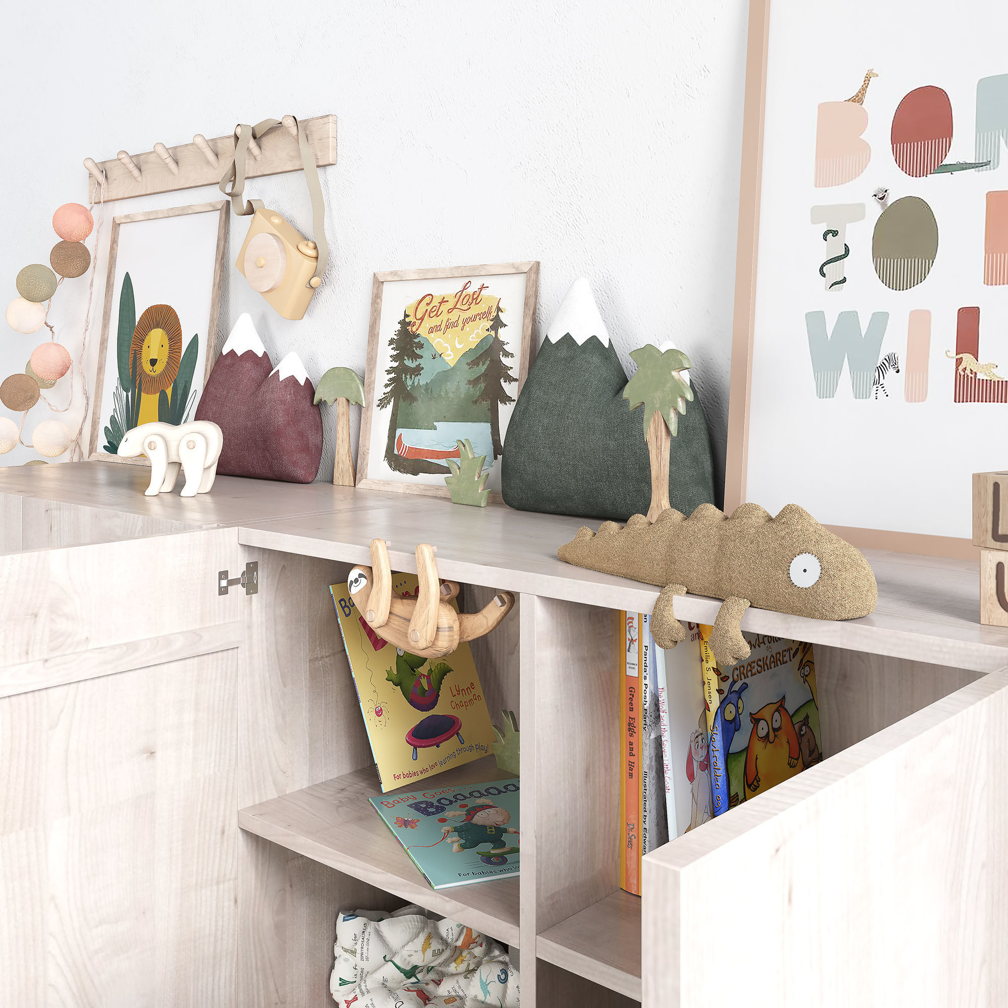 A Large Set Of Decor For A Nursery In Jungle Style 3D model_7