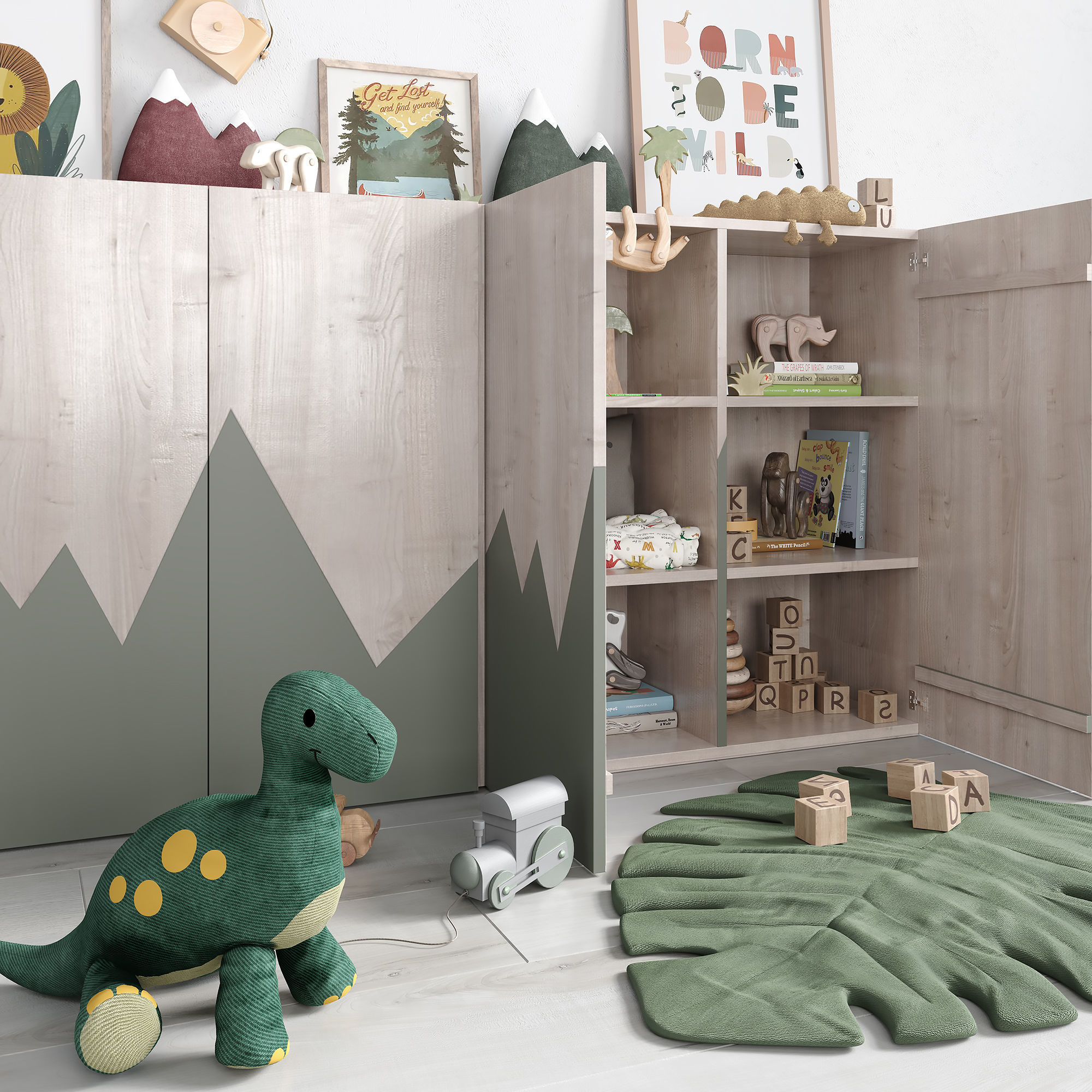 A Large Set Of Decor For A Nursery In Jungle Style 3D model_3