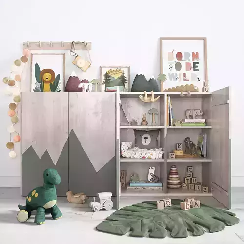A Large Set Of Decor For A Nursery In Jungle Style 3D model
