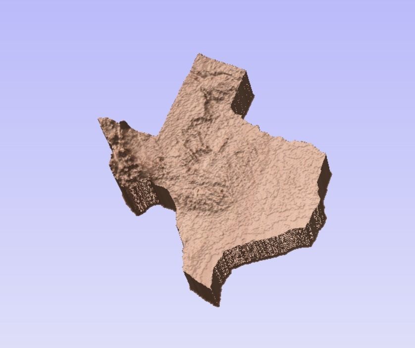 Topographical Texas ready for CNC cutting 3D print model_1