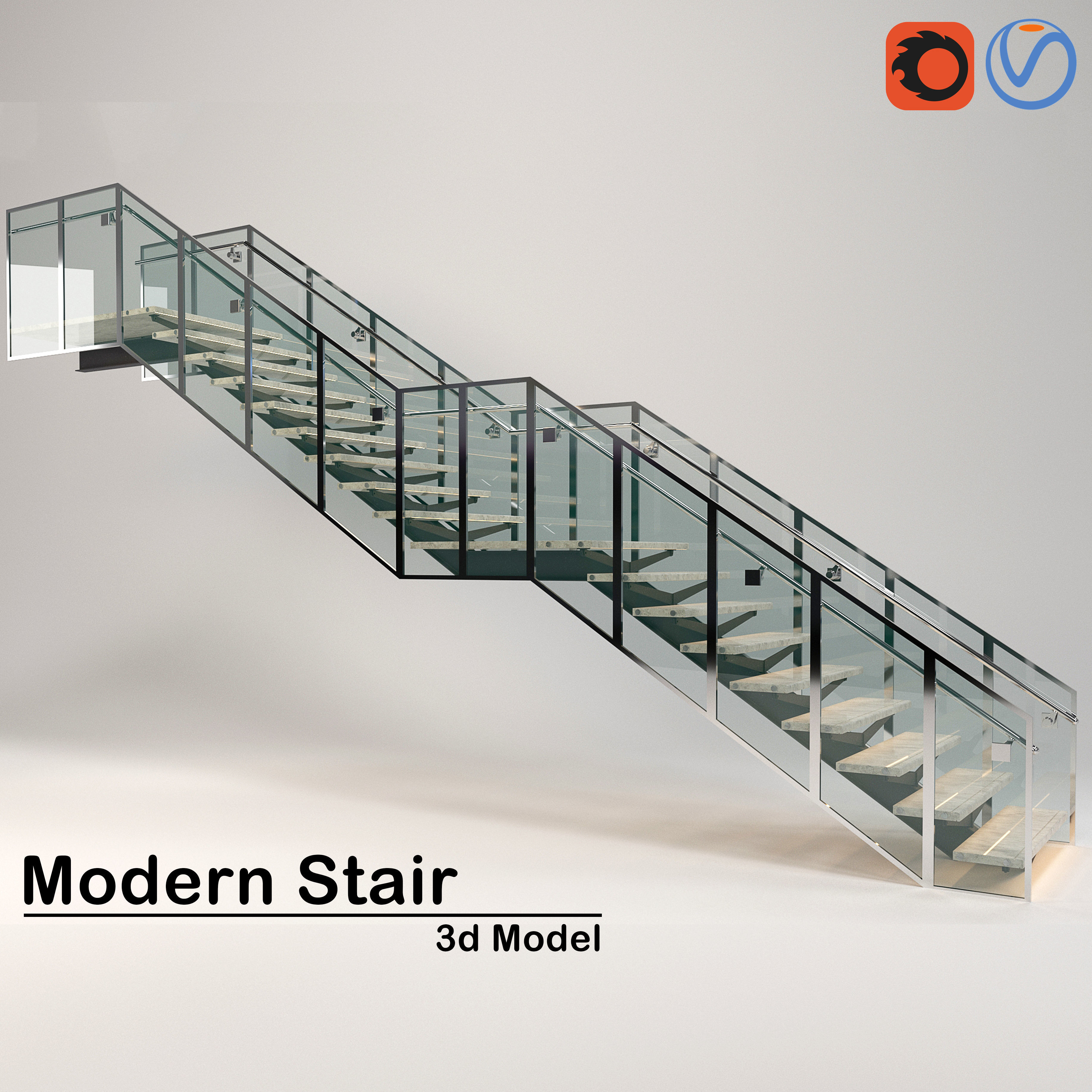 modern stair 03 3D model_2
