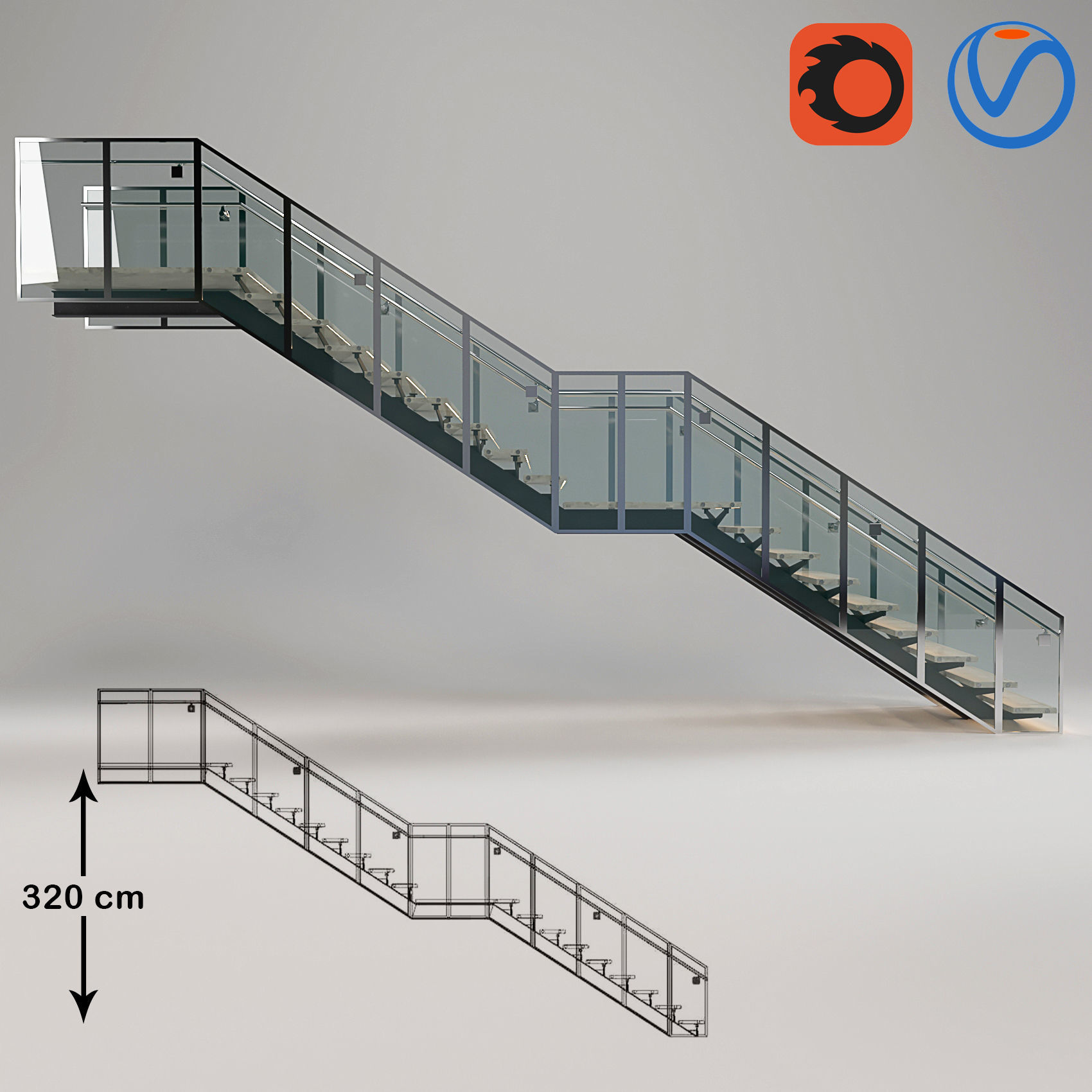 modern stair 03 3D model_4
