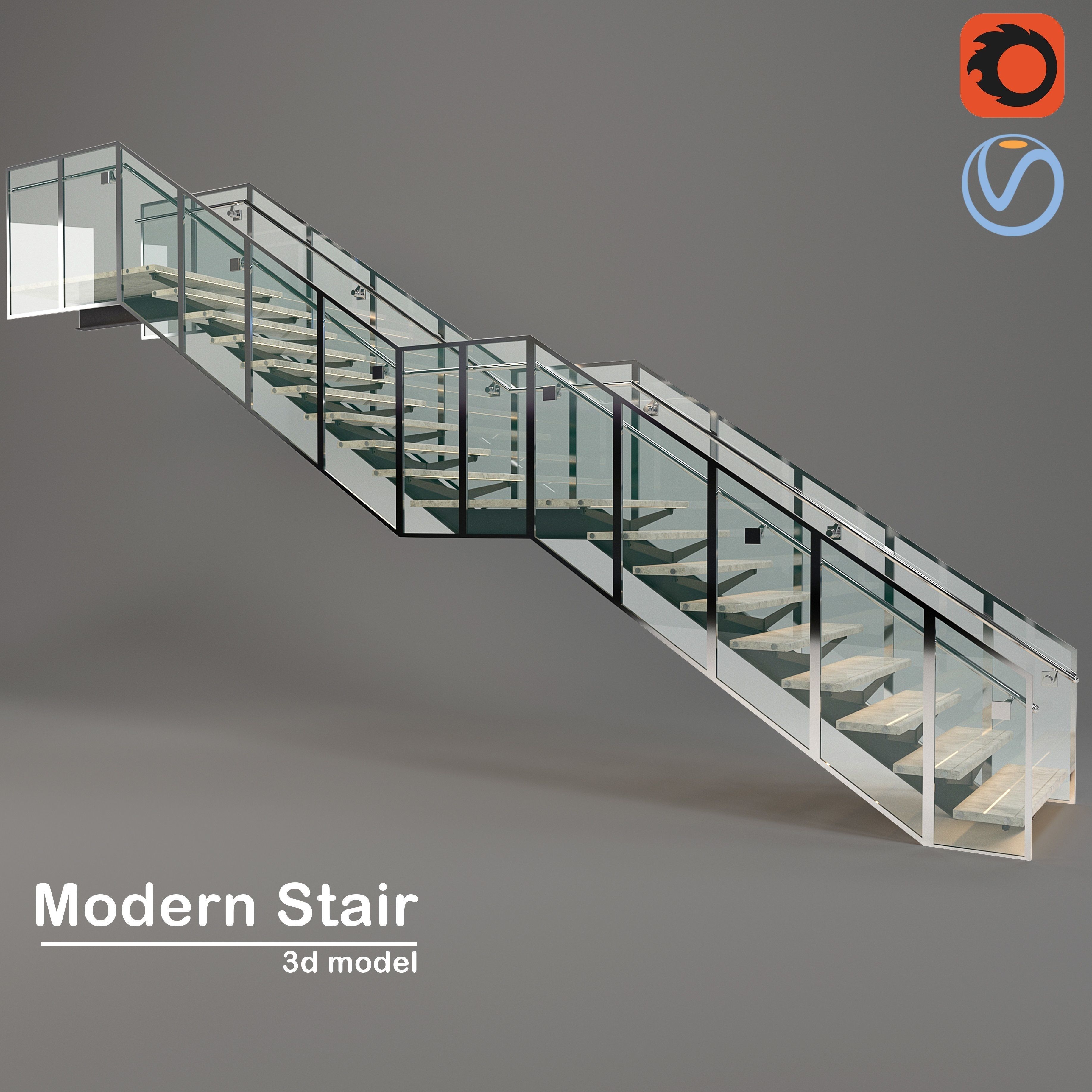 modern stair 03 3D model_1