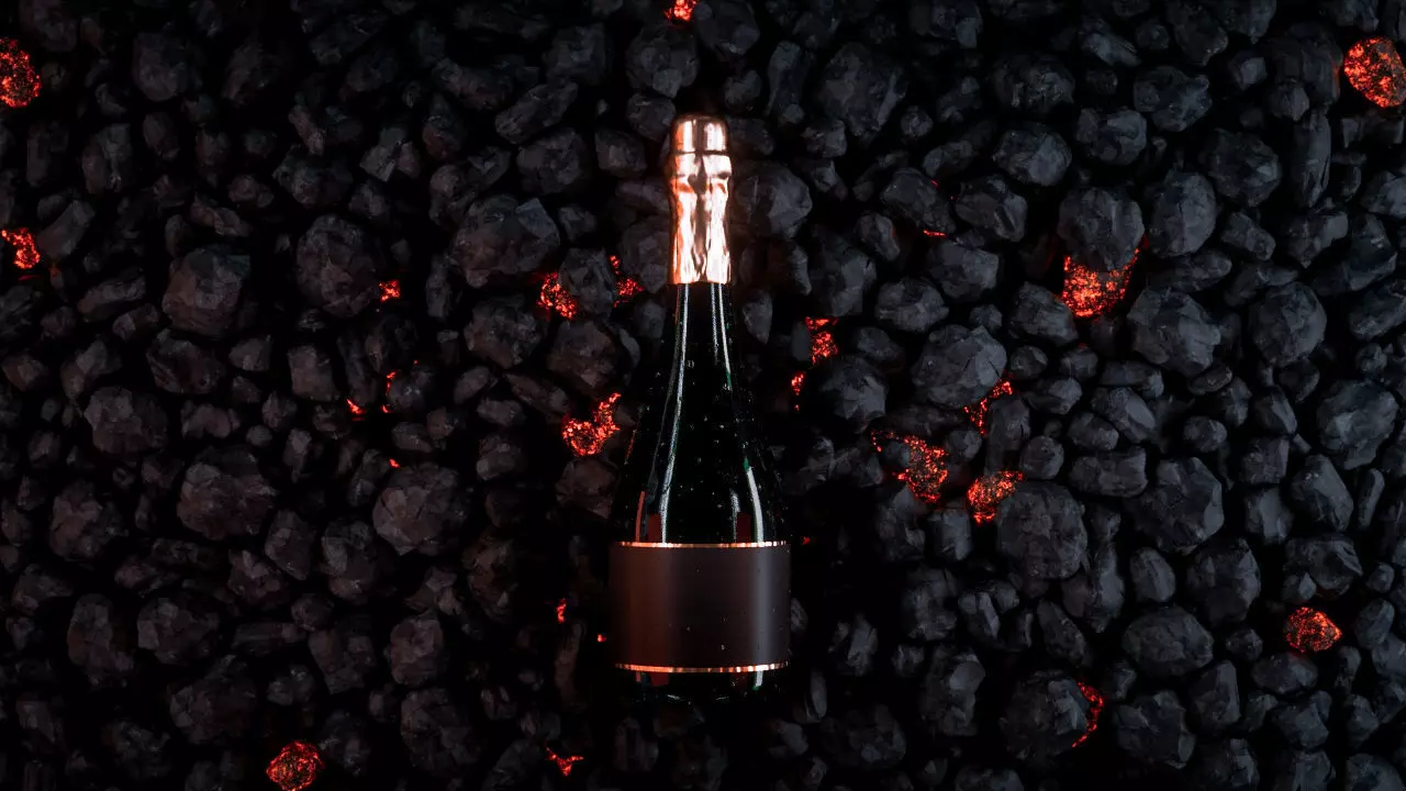 Wine bottle with coal 3D model_0