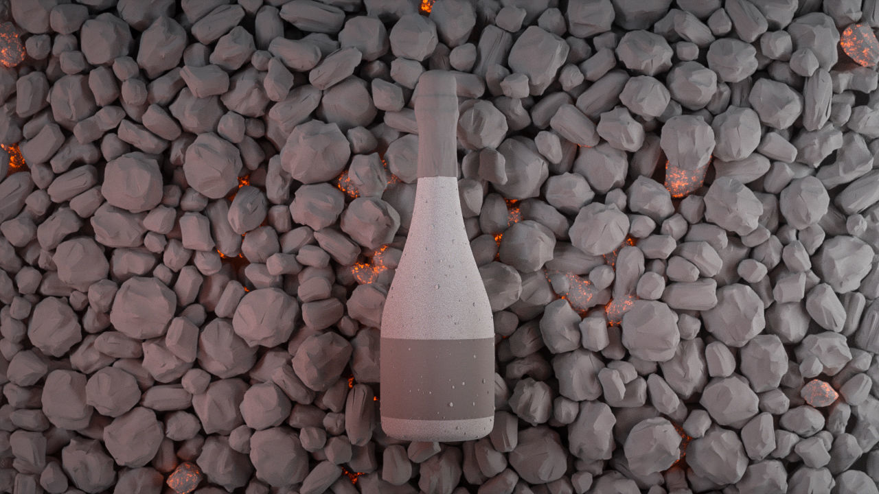 Wine bottle with coal 3D model_1