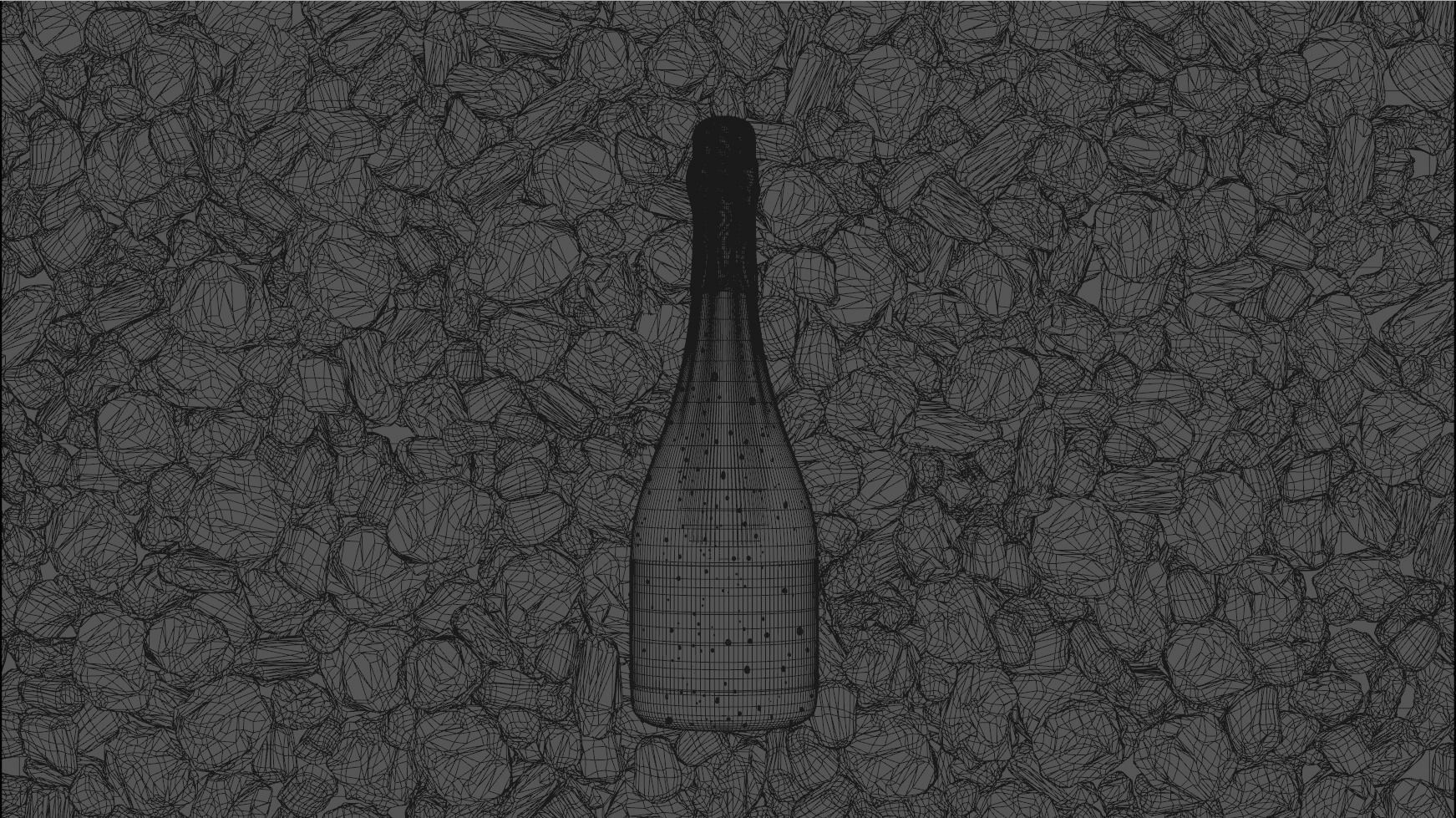 Wine bottle with coal 3D model_2