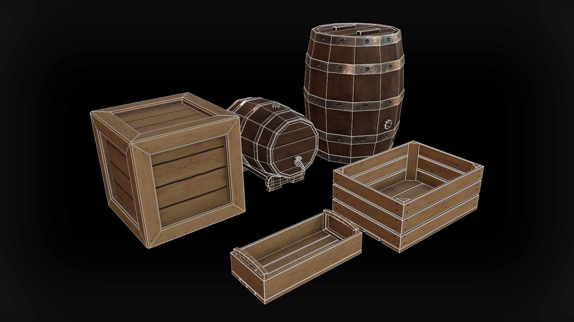 Wooden Props Free low-poly 3D model_1