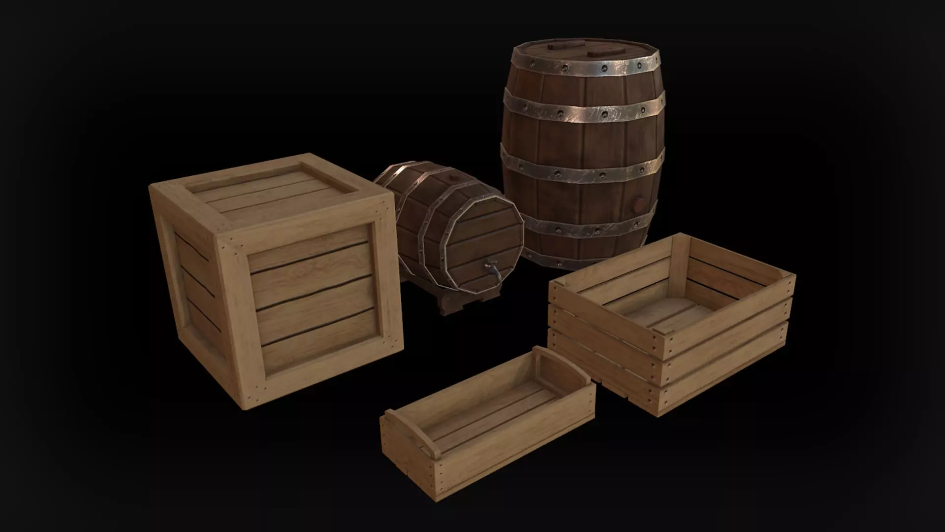 Wooden Props Free low-poly 3D model_0